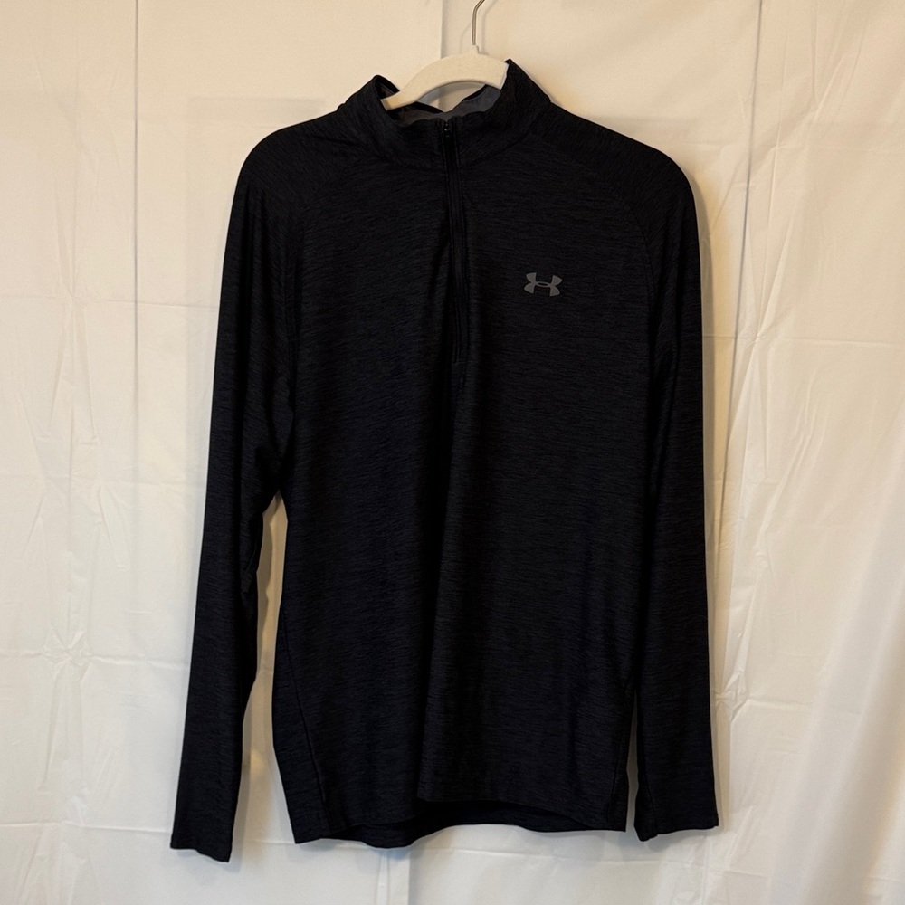 Under Armour Men's Medium Playoff Quarter-Zip Dark Charcoal Gray - Picture 2 of 8